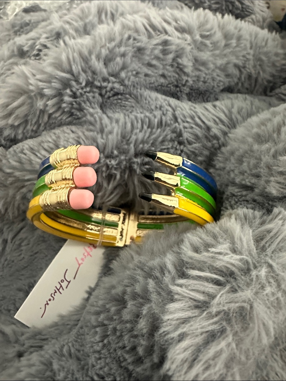 Betsey Johnson TRIPLE PENCIL HINGE BANGLE BRACELET PINK